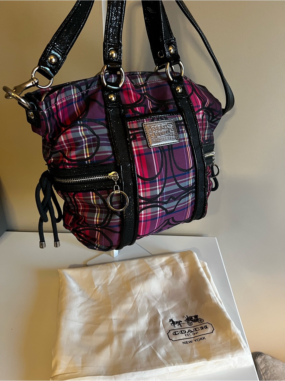 Vintage Y2K Coach Poppy Plaid Satchel 2009